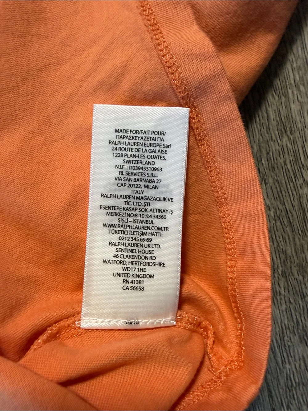 Ralph Lauren Orange Polo Bear Graphic Short Sleeve Tee with Multicolor Bear